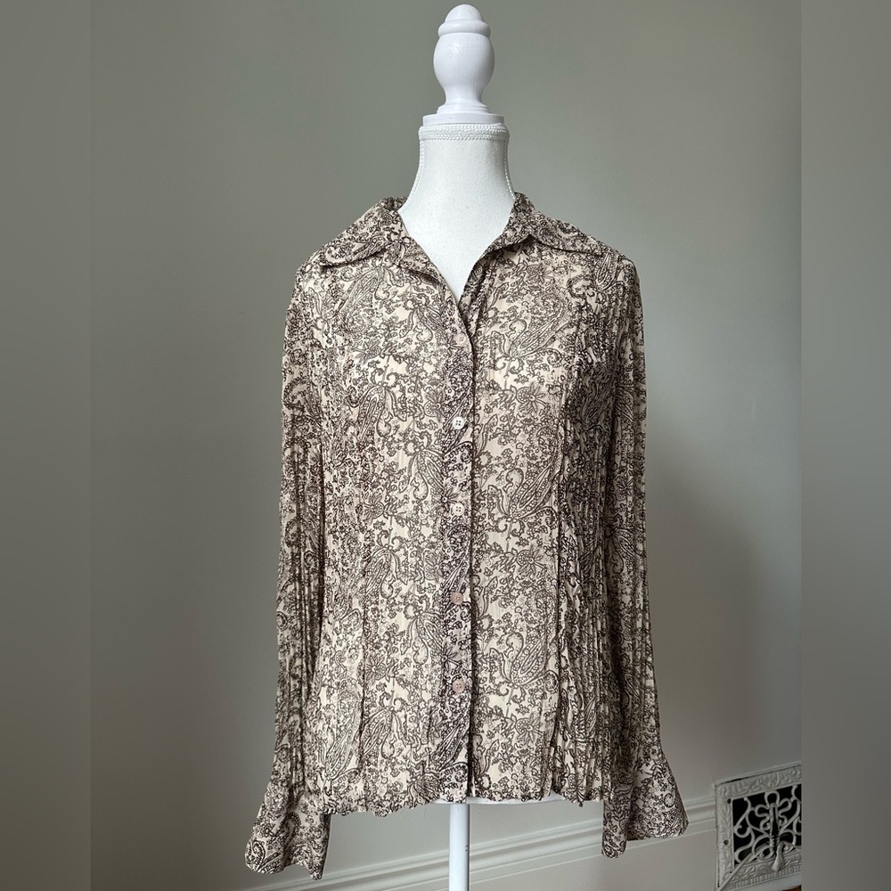 BACKS SINCE 1921 Vintage Paisley Pleated Lightweight Button Down Size 6